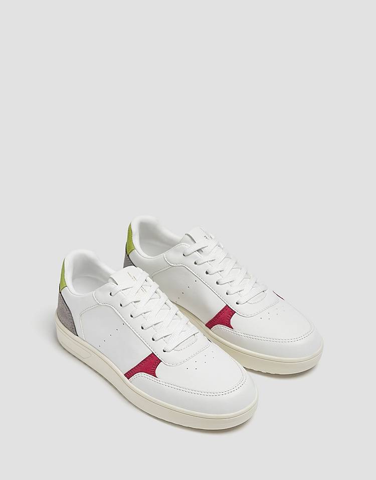 Pull&Bear retro sneakers in white with color block